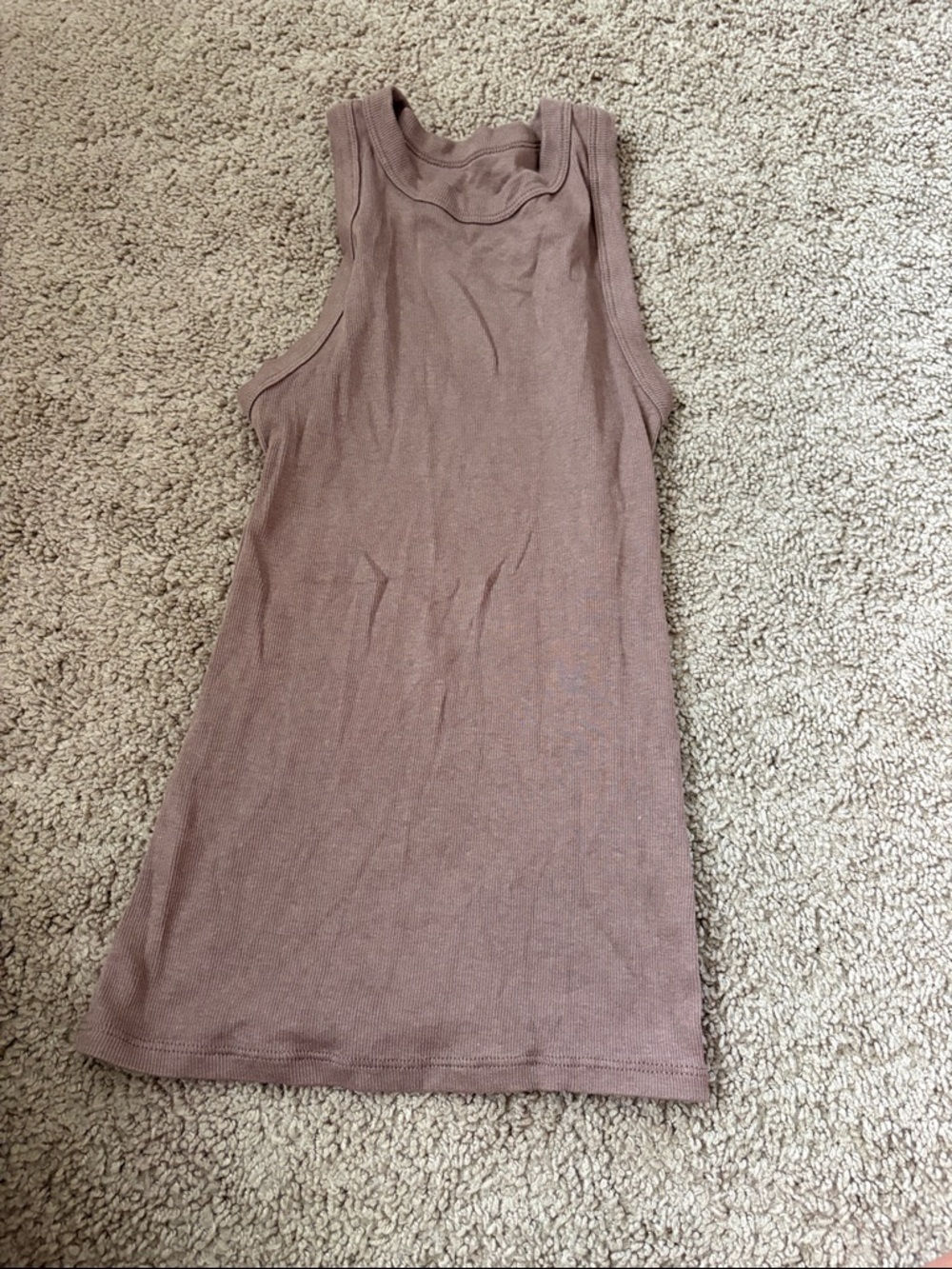 a new day Ribbed Tank Top - Mauve Taupe